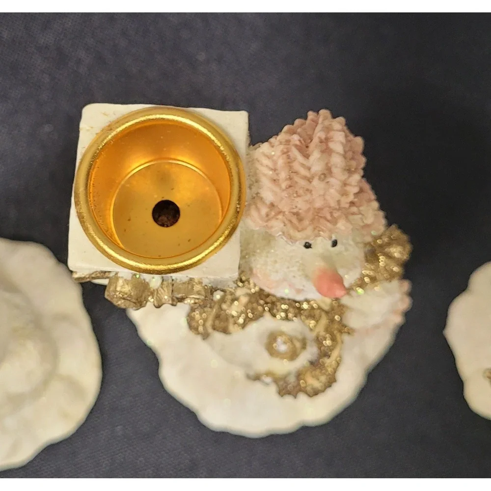 Oatmeal Collection 3-Piece Snowman Family Candlestick Holder Set Vintage 1999